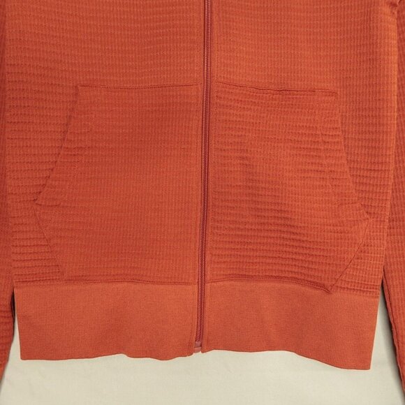 Aura Active Full Zip Jacket Stretch Waffle Burnt Orange Long Sleeve Womens S/M - Picture 3 of 11